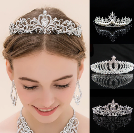 Diadème En Cristal/strass Pour Femme - Couronne De Mariage, Fête, Diamètre 14 Cm